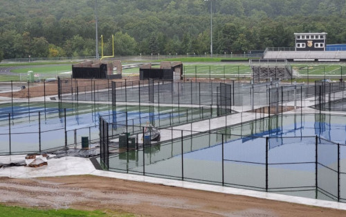 black vinyl chain-link tennis courts